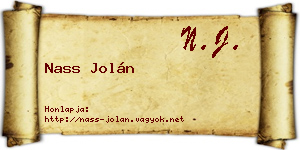 Nass Jolán névjegykártya